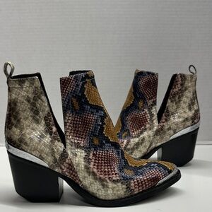 Jeffrey Campbell Cromwell Ankle Boots Snakeskin Leather Heeled Western Size 6